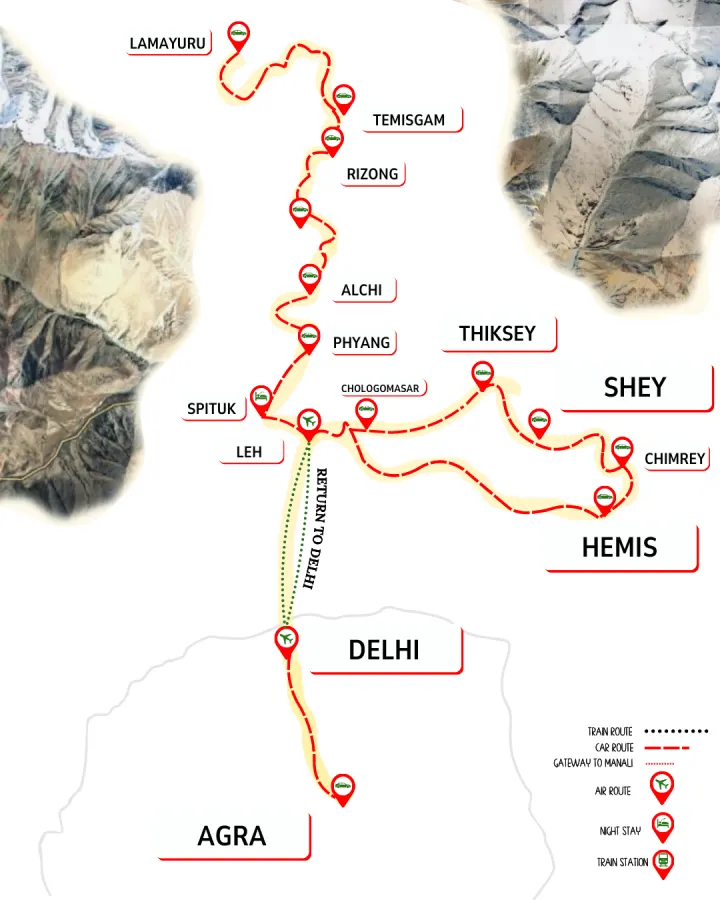 Exclusive Ladakh carte d'itinéraire